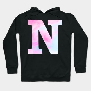 The Letter N Blue and Pink Design Hoodie